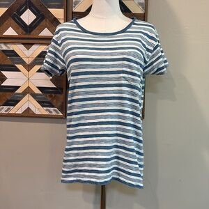 Double RL RRL Ralph Lauren Indigo Striped Cotton Pocket Tee 3 / Medium